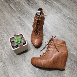 Miz Mooz Odette Hidden Wedge Booties Lace Up 7